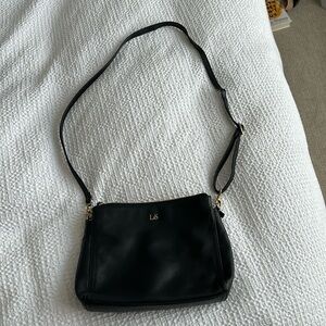 Lo & Sons Black Napa Leather Pearl Crossbody